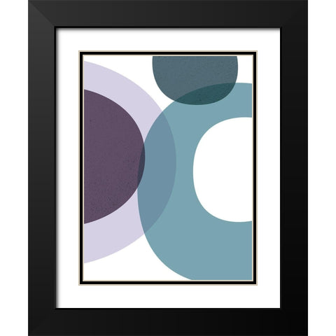 MidCentury Teal Purple 1 Black Modern Wood Framed Art Print with Double Matting by Urban Epiphany