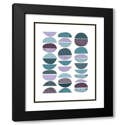 MidCentury Teal Purple 2 Black Modern Wood Framed Art Print with Double Matting by Urban Epiphany