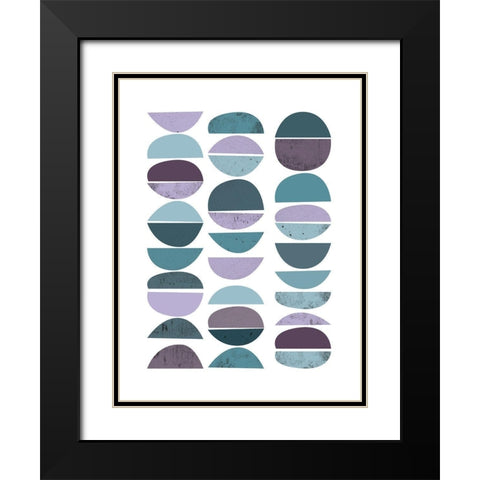 MidCentury Teal Purple 2 Black Modern Wood Framed Art Print with Double Matting by Urban Epiphany