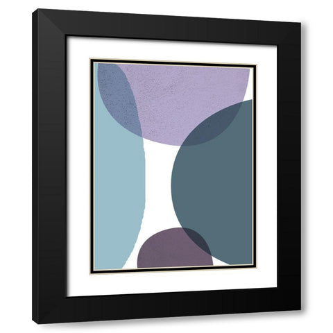MidCentury Teal Purple 3 Black Modern Wood Framed Art Print with Double Matting by Urban Epiphany