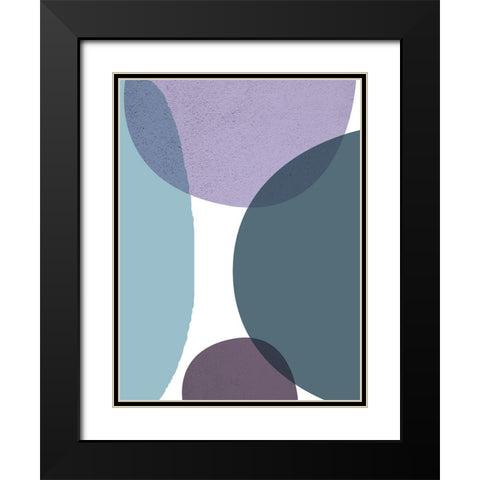 MidCentury Teal Purple 3 Black Modern Wood Framed Art Print with Double Matting by Urban Epiphany