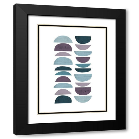 MidCentury Teal Purple 4 Black Modern Wood Framed Art Print with Double Matting by Urban Epiphany