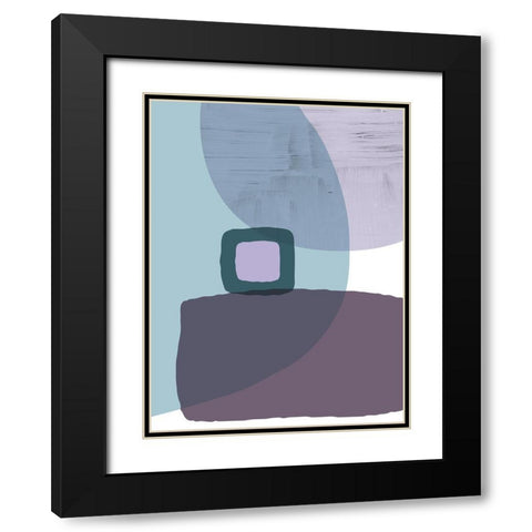 MidCentury Teal Purple 5 Black Modern Wood Framed Art Print with Double Matting by Urban Epiphany