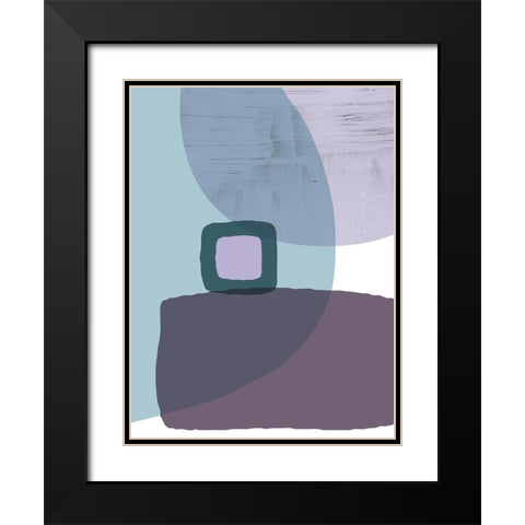 MidCentury Teal Purple 5 Black Modern Wood Framed Art Print with Double Matting by Urban Epiphany