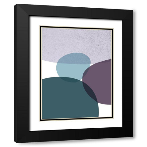 MidCentury Teal Purple 9 Black Modern Wood Framed Art Print with Double Matting by Urban Epiphany