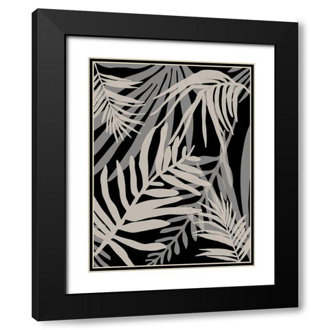 Black Glam Leaves 1 Black Modern Wood Framed Art Print with Double Matting by Urban Epiphany