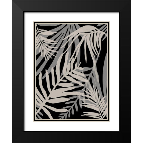 Black Glam Leaves 1 Black Modern Wood Framed Art Print with Double Matting by Urban Epiphany