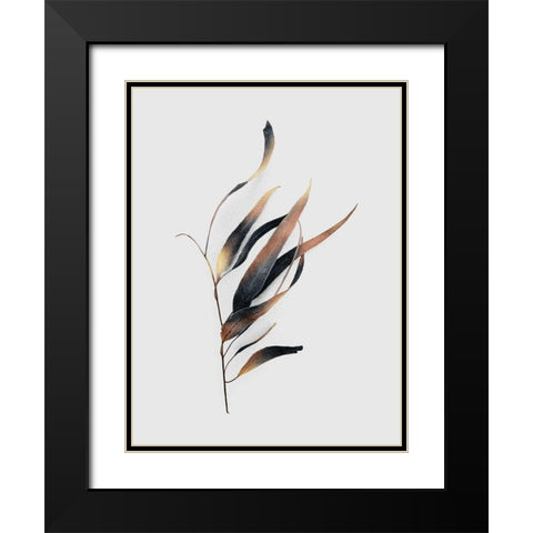 Autumn Leaves Black Modern Wood Framed Art Print with Double Matting by Urban Epiphany