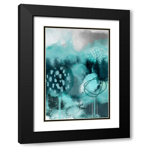 Teal Feels Black Modern Wood Framed Art Print with Double Matting by Urban Epiphany