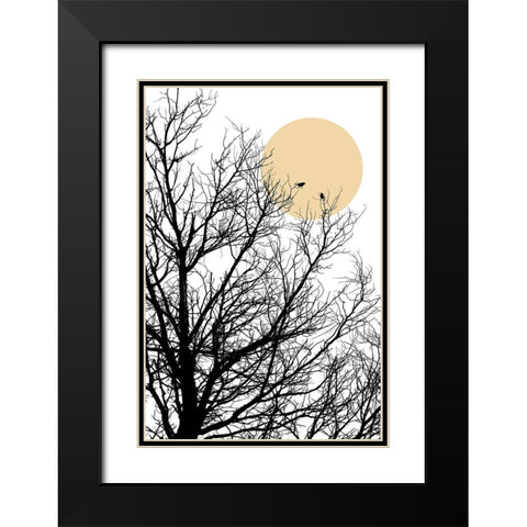 Two Little Birds 2 Black Modern Wood Framed Art Print with Double Matting by Urban Epiphany