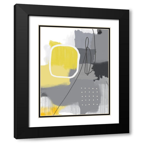 Modern Abstract Yellow Grey 1 Black Modern Wood Framed Art Print with Double Matting by Urban Epiphany