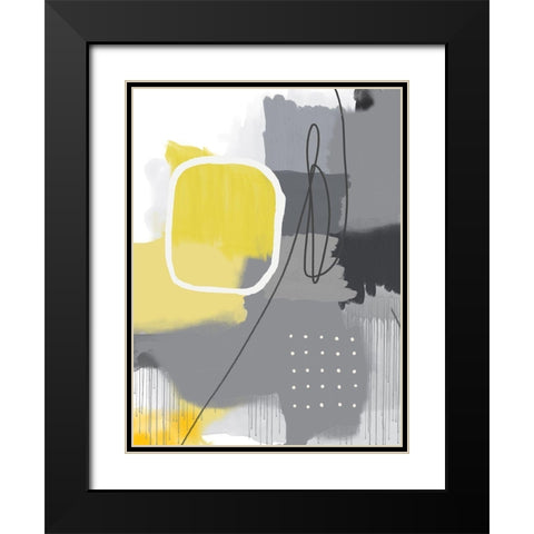 Modern Abstract Yellow Grey 1 Black Modern Wood Framed Art Print with Double Matting by Urban Epiphany