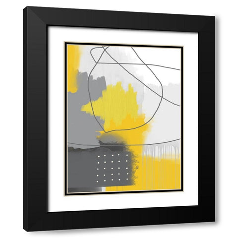 Modern Abstract Yellow Grey 2 Black Modern Wood Framed Art Print with Double Matting by Urban Epiphany
