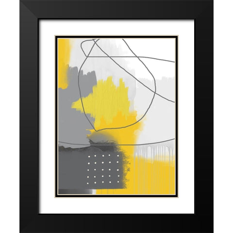Modern Abstract Yellow Grey 2 Black Modern Wood Framed Art Print with Double Matting by Urban Epiphany