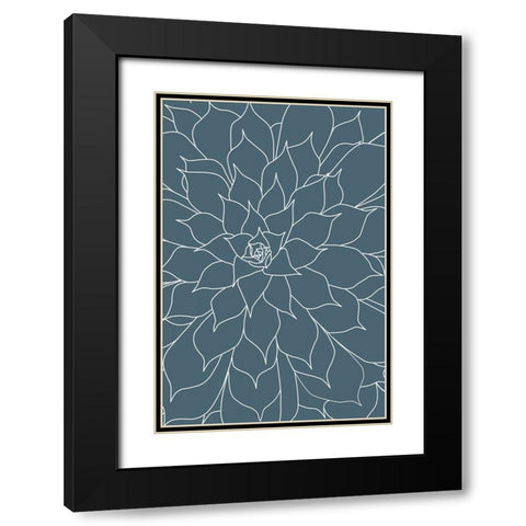 Succulent Blue Stone Black Modern Wood Framed Art Print with Double Matting by Urban Epiphany