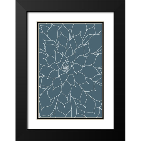 Succulent Blue Stone Black Modern Wood Framed Art Print with Double Matting by Urban Epiphany
