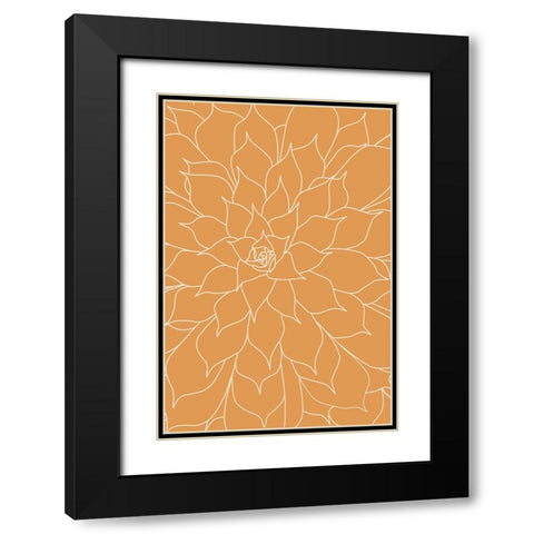 Succulent Tangerine Black Modern Wood Framed Art Print with Double Matting by Urban Epiphany