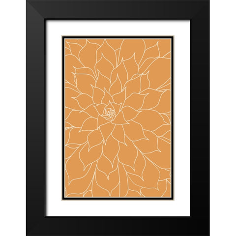 Succulent Tangerine Black Modern Wood Framed Art Print with Double Matting by Urban Epiphany