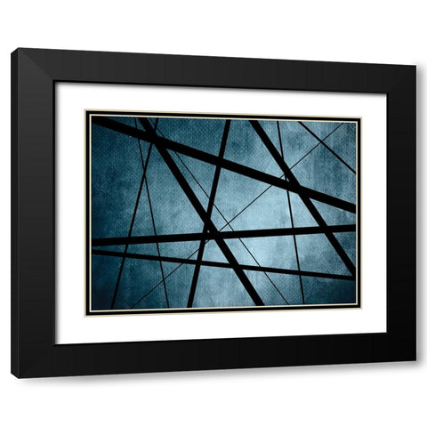 Geometric Lines 2 Black Modern Wood Framed Art Print with Double Matting by Urban Epiphany