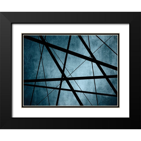 Geometric Lines 2 Black Modern Wood Framed Art Print with Double Matting by Urban Epiphany