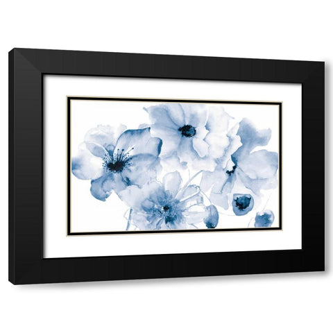 Flowering Blue Black Modern Wood Framed Art Print with Double Matting by Brown, Victoria
