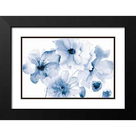 Flowering Blue Black Modern Wood Framed Art Print with Double Matting by Brown, Victoria