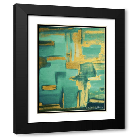 Golden Teal Black Modern Wood Framed Art Print with Double Matting by Brown, Victoria