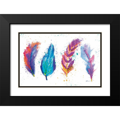 Feathers Black Modern Wood Framed Art Print with Double Matting by Brown, Victoria