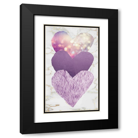 Triple Heart Purple Black Modern Wood Framed Art Print with Double Matting by Brown, Victoria