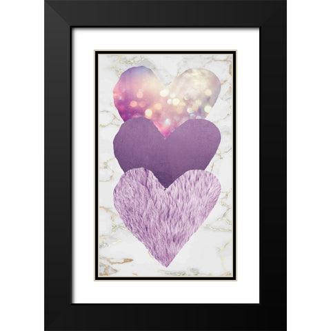 Triple Heart Purple Black Modern Wood Framed Art Print with Double Matting by Brown, Victoria
