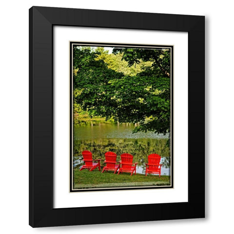 A Family Of Adirondak Chairs Black Modern Wood Framed Art Print with Double Matting by Foschino, Suzanne