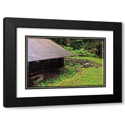 Deep Woods Lean To Vintage Black Modern Wood Framed Art Print with Double Matting by Foschino, Suzanne