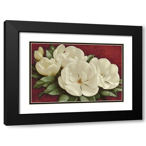 Magnolia I Black Modern Wood Framed Art Print with Double Matting by Levashov, Igor