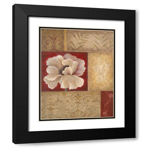 Patchwork Poppy Black Modern Wood Framed Art Print with Double Matting by Tava Studios