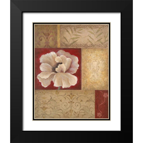 Patchwork Poppy Black Modern Wood Framed Art Print with Double Matting by Tava Studios