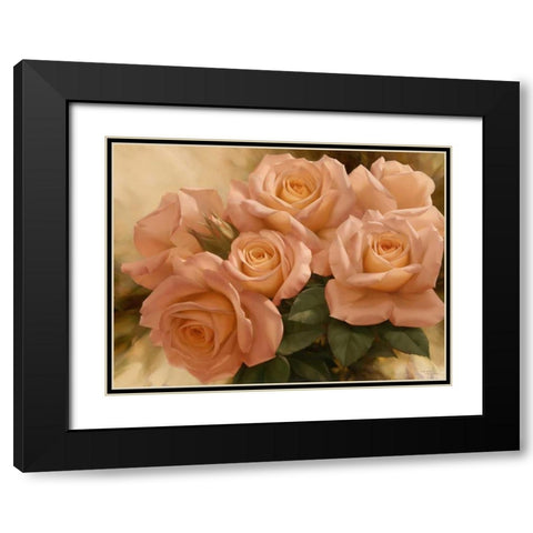 Peach Rose Splendor I Black Modern Wood Framed Art Print with Double Matting by Levashov, Igor