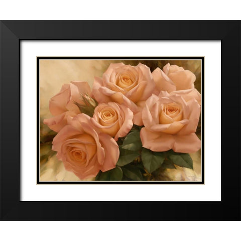 Peach Rose Splendor I Black Modern Wood Framed Art Print with Double Matting by Levashov, Igor