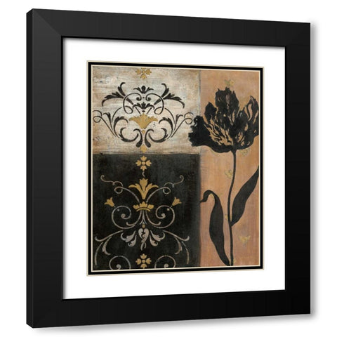 Tulip Silhouette Black Modern Wood Framed Art Print with Double Matting by Tava Studios