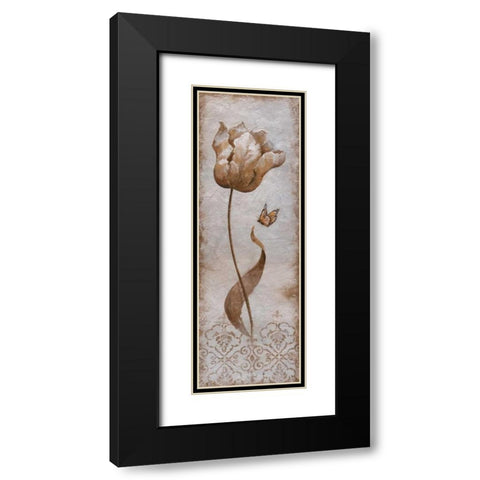 Tulip and Butterfly I Black Modern Wood Framed Art Print with Double Matting by Nan