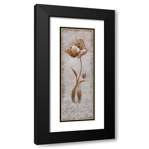 Tulip and Butterfly II Black Modern Wood Framed Art Print with Double Matting by Nan
