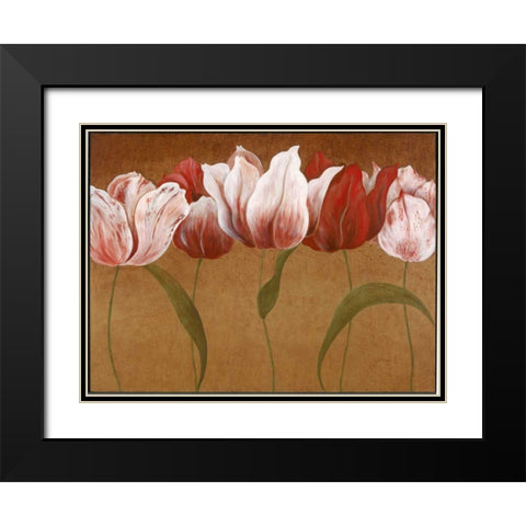 Flower Dance II Black Modern Wood Framed Art Print with Double Matting by Tava Studios