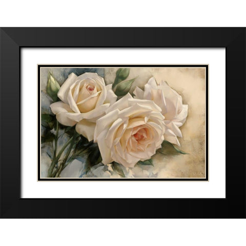 La Roseraie I Black Modern Wood Framed Art Print with Double Matting by Levashov, Igor
