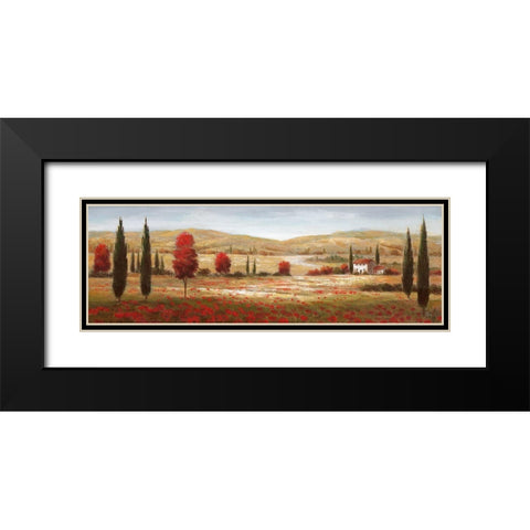 Tuscan Poppies I Black Modern Wood Framed Art Print with Double Matting by Nan