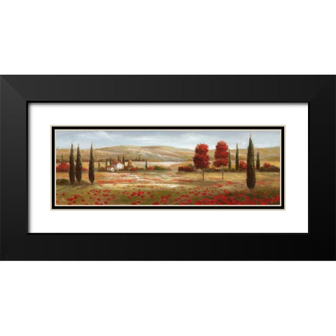 Tuscan Poppies II Black Modern Wood Framed Art Print with Double Matting by Nan