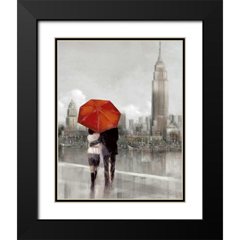 Modern Couple in NY Black Modern Wood Framed Art Print with Double Matting by Manning, Ruane
