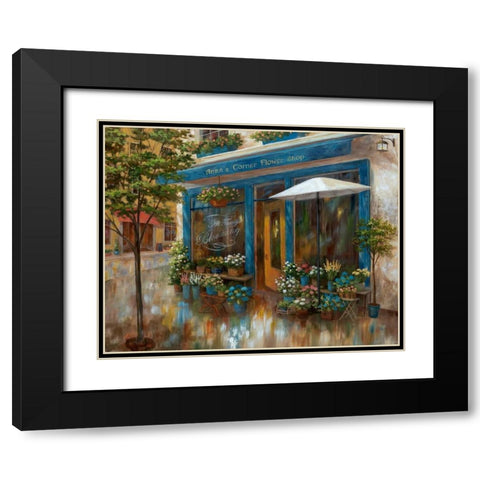 Annas Corner Flower Shop Black Modern Wood Framed Art Print with Double Matting by Nan