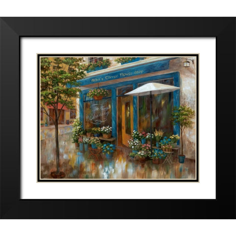 Annas Corner Flower Shop Black Modern Wood Framed Art Print with Double Matting by Nan