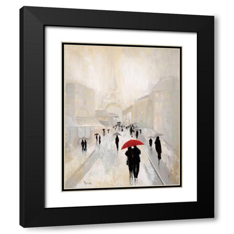 Misty in Paris Black Modern Wood Framed Art Print with Double Matting by Tava Studios