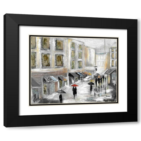 Sunday Market Black Modern Wood Framed Art Print with Double Matting by Tava Studios