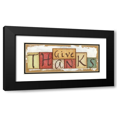 Give Thanks Black Modern Wood Framed Art Print with Double Matting by Tava Studios